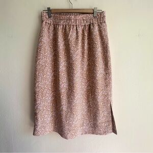 J. Crew Pull-On Midi Skirt in Ditsy Floral Tan White - Sz S